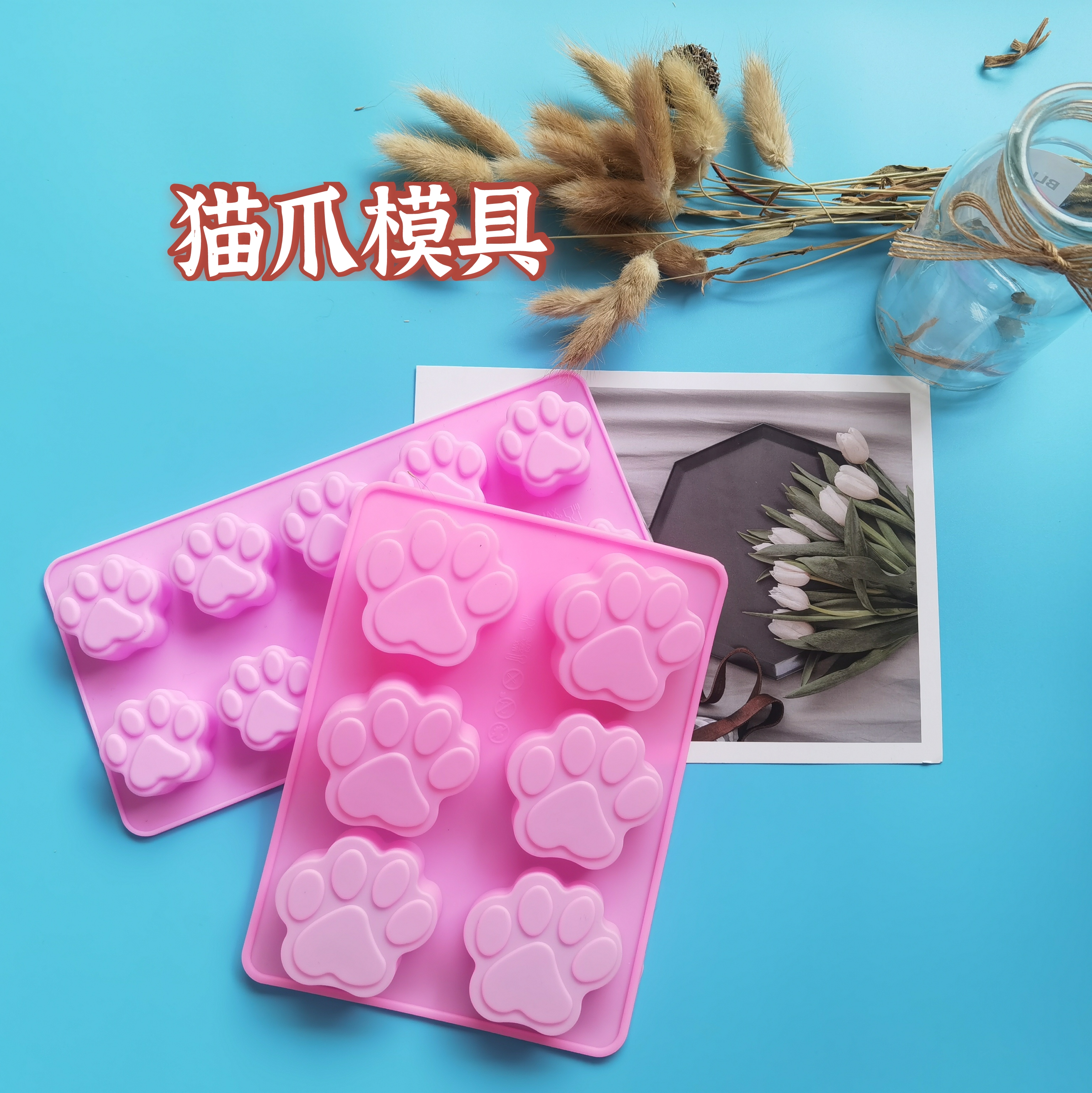Cat's paw jelly pudding silicone mold DIY cartoon white jelly mousse bowl cake handmade soap drop glue mold