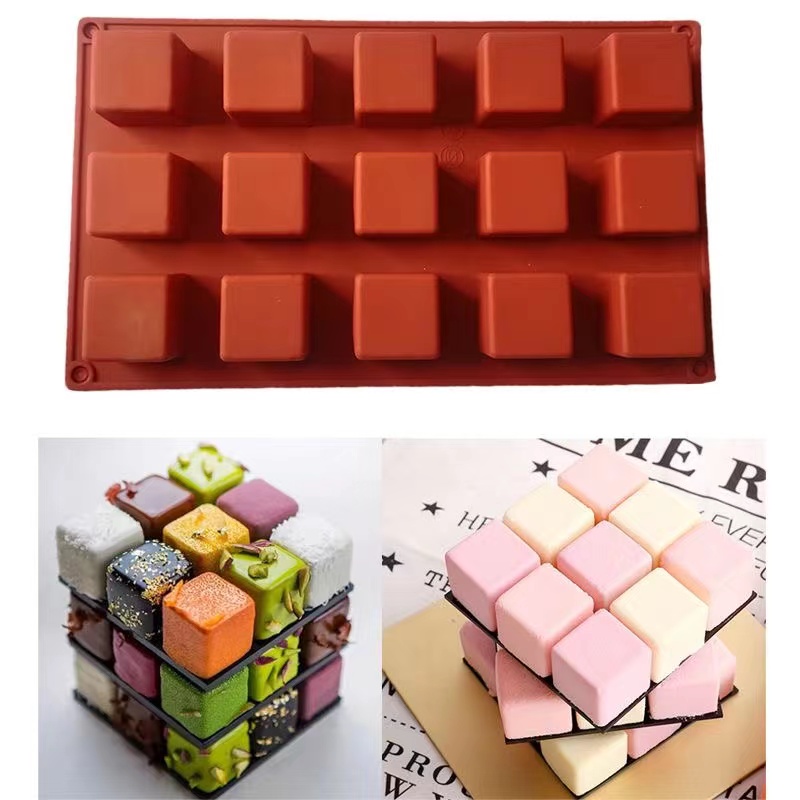 15 even magic cube silicone mold square mousse cake chocolate ice cream coconut milk jelly high temperature resistant abrasive