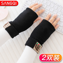 Half-finger gloves female winter students half-finger cute office writing thick warm children thin non-fingered men