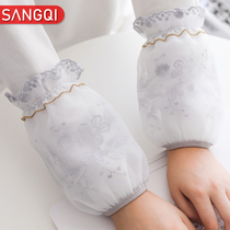 Lace sleeves womens autumn and winter gloves cute short sleeves guard against dirty sleeves office ins tide sleeve