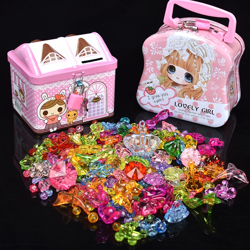 Trẻ em tự làm pha lê đá quý đính hạt vòng cổ đeo hạt acrylic công chúa pha lê bảy đồ chơi đầy màu sắc - Handmade / Creative DIY