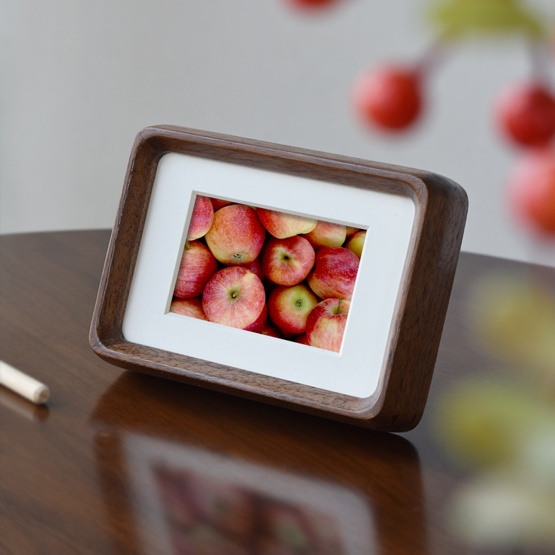 Solid wood mortise and mortise rounded corner photo frame Black Hu Peach Wood Advanced Sensation Print Wash Photos Made to Wooden Frame Custom-Taobao