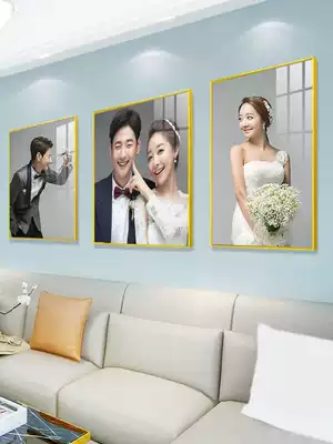 Wedding photos three consecutive hanging photo frame hanging wall enlarged triple combination set bedside background wedding photo wall customization