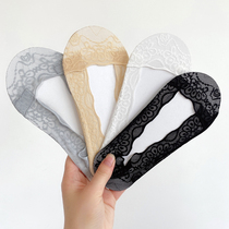 Lace stockings children thin silicone non-slip cotton bottom socks shallow invisible ladies boat socks do not fall with ins summer