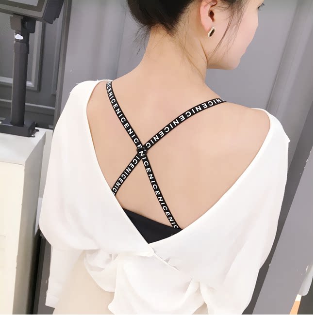 English alphabet shoulder strap Heart buckle Cross non-slip shoulder Underwear strap Wide underwear shoulder strap hanging neck Incognito transparent