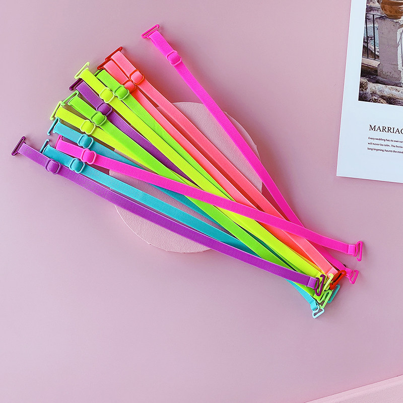Cute candy color lingerie with double shoulder shoulder strap fluorescent lingerie shoulder strap son wide hook decorated with bestie shoulder strap