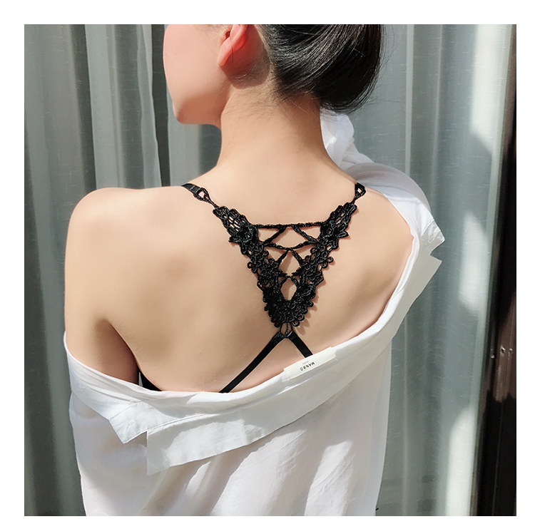 New sexy lace hollow beauty back hanging neck shoulder strap embroidery cross underwear belt non-slip underwear shoulder strap wide hook thin belt