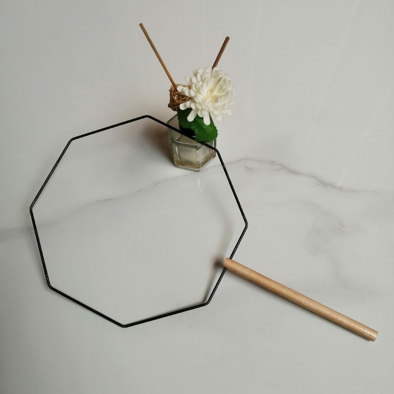 Surface embroidery fan frame shaped round hand-shaped fan frame accessories custom beech sandalwood long handle