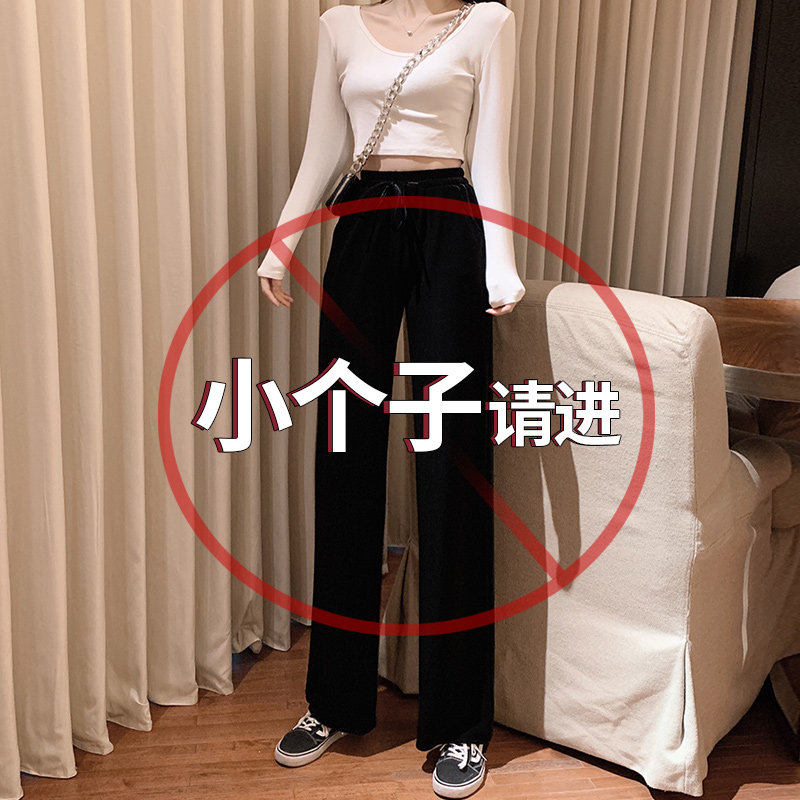 Gold Velvet Pants Woman Loose Straight Drum Spring Autumn 2022 Small Sub Casual Pants Female Velvet Broadlegged Pants High Waist Pituality