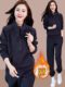 Women's Sports Suit 2025 Autumn and Winter New Style Fashionable Fleece-Lined Thickened Sweatshirt and Jogger Pants Casual Two-Piece Set