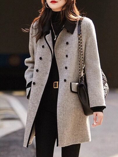 Women's woolen coat thickened autumn and winter 2025 new temperament commuting loose slimming high-end double-sided woolen coat