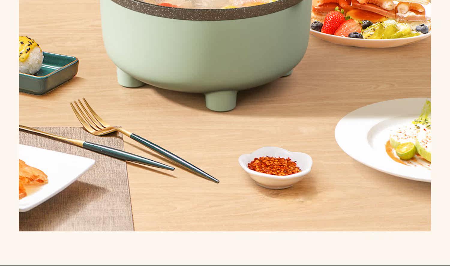 Плиты 奥克斯电炒锅多功能一体锅家用电煮锅小型宿舍炒菜火锅蒸煮煎电锅 AUX