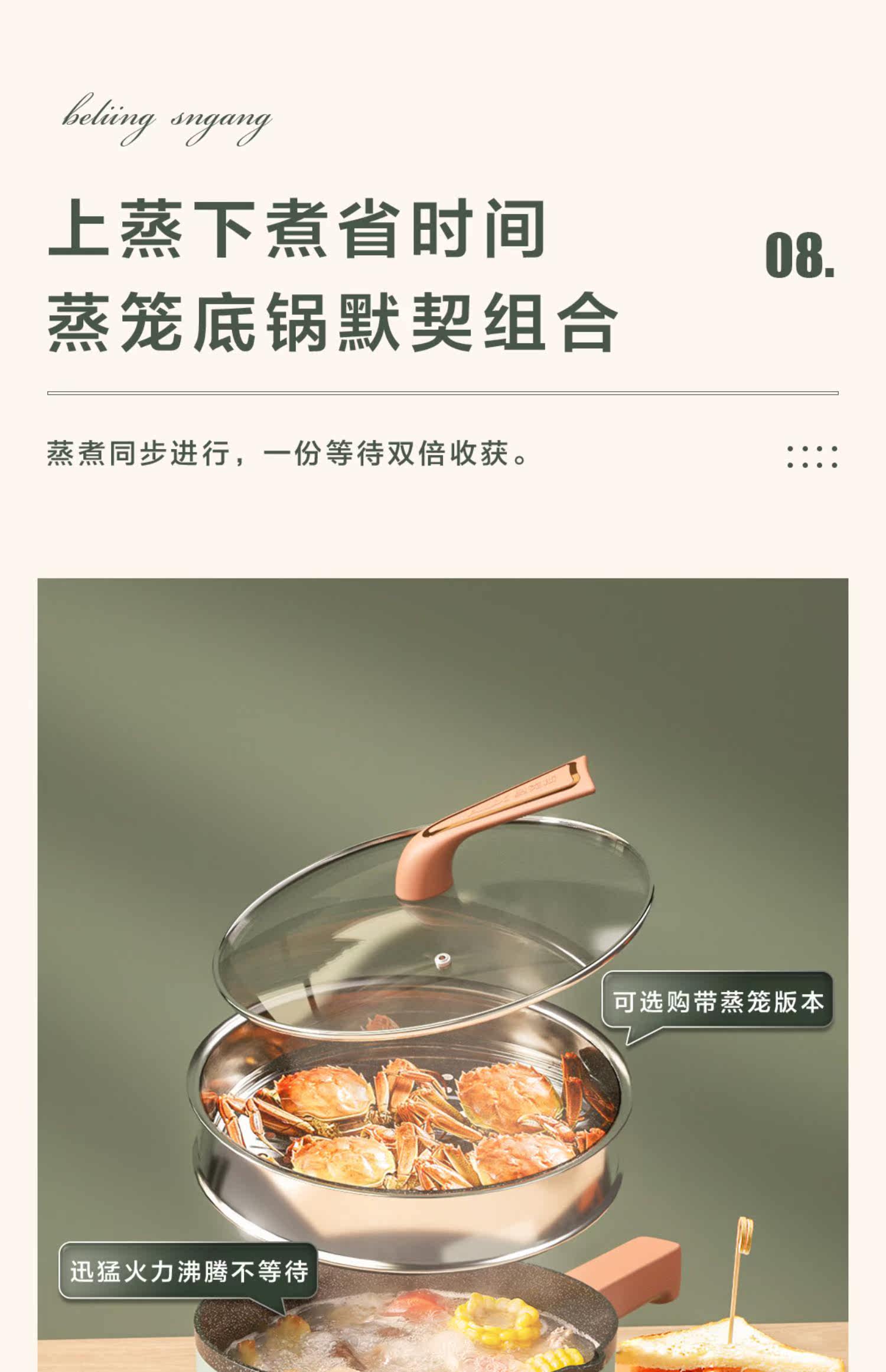 Плиты 奥克斯电炒锅多功能一体锅家用电煮锅小型宿舍炒菜火锅蒸煮煎电锅 AUX