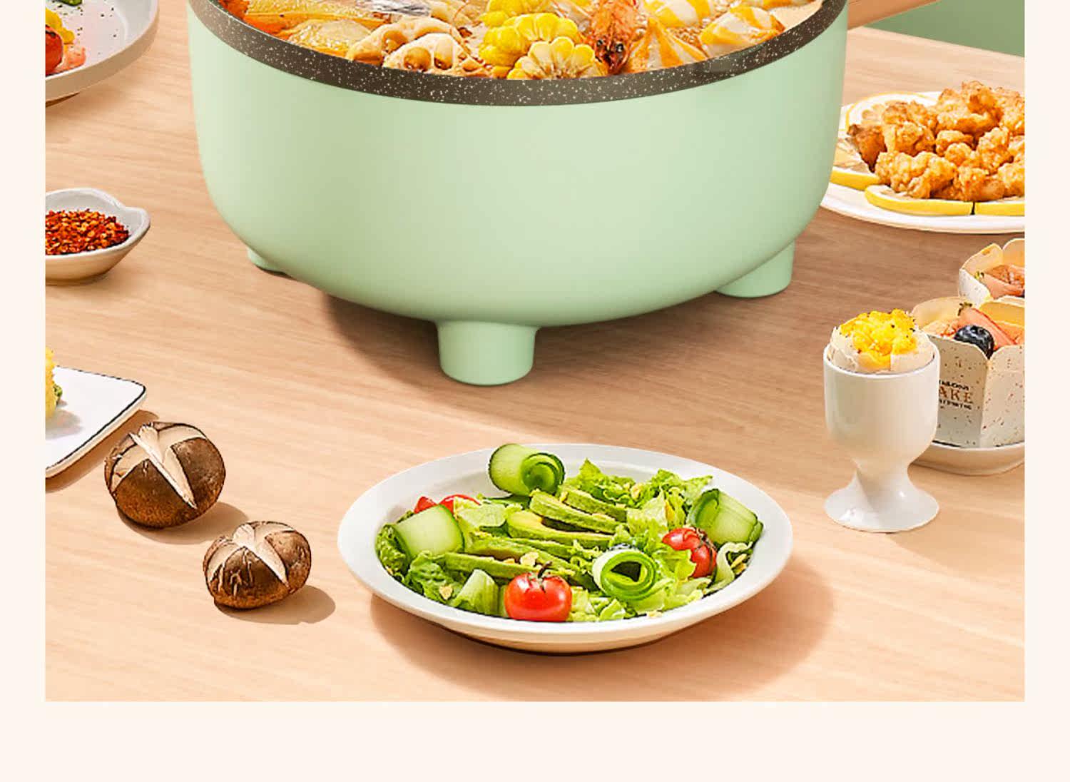 Плиты 奥克斯电炒锅多功能一体锅家用电煮锅小型宿舍炒菜火锅蒸煮煎电锅 AUX