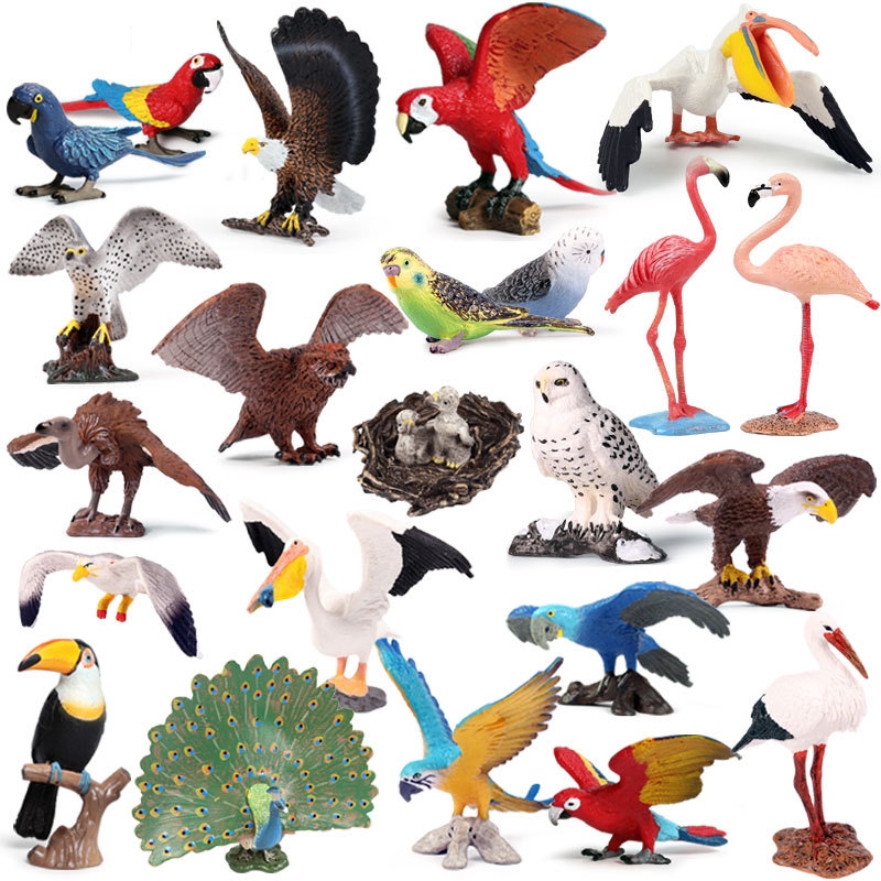 Forest Beston Play Children Emulation Animal Model Toys Fly Bird Birds Cat Heads Eagle Parrot Peacock Swan Vulture