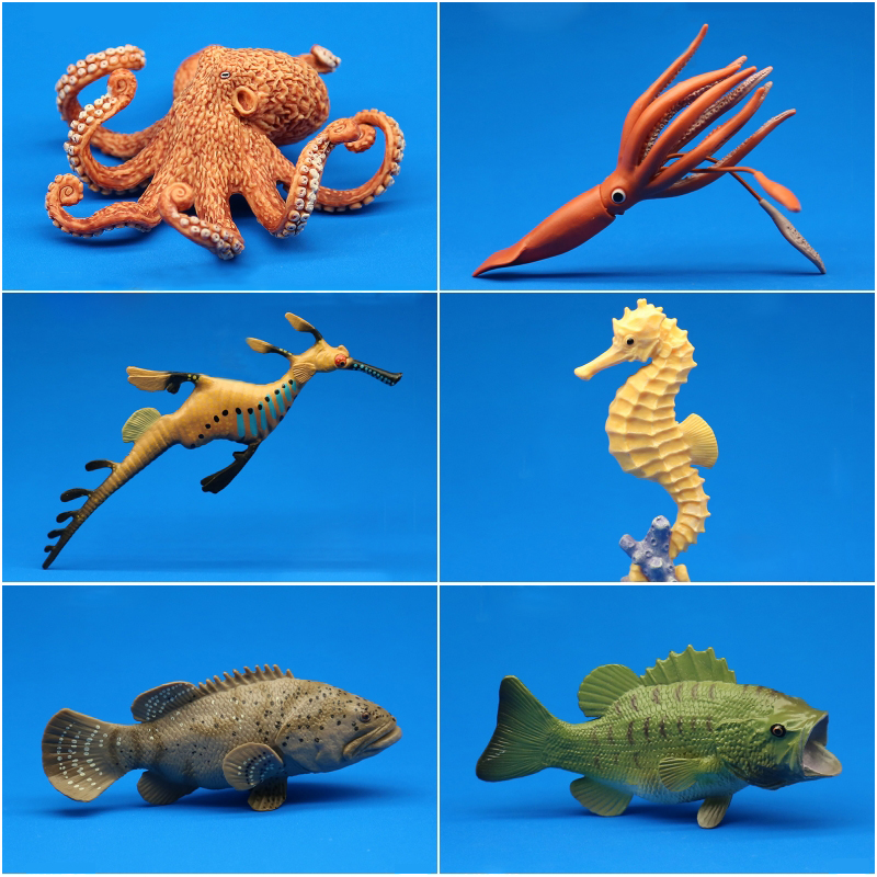 Forest Beston Play Children Emulation Marine Life Animal Model Toys Seahorse Squid Octopus Octopus Swordfish Bass