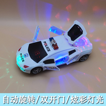 Douyin stunt Wanxing electric police car deformed car boys and girls light music toys will spin and dance