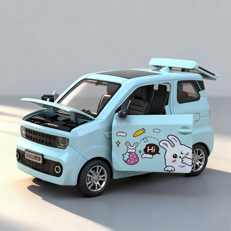 Four-Door Realistic Car Model, Inertia-Resistant and Crash-Proof Children's Toy Car, Can Open Doors, with Sound, Light, and Music, for Boys and Toddlers