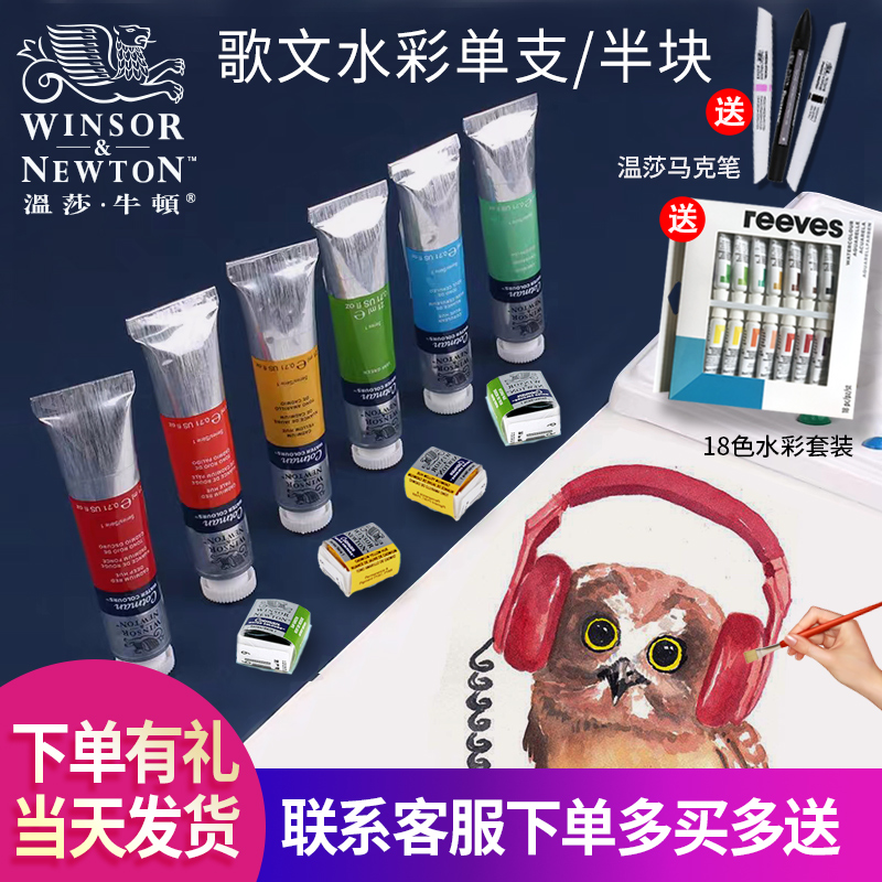 Windsor Newton Goethe watercolor paint Solid watercolor paint suit portable professional painted fine art student with beginner titanium white gold white 24 color 48 color white paint watercolor artist