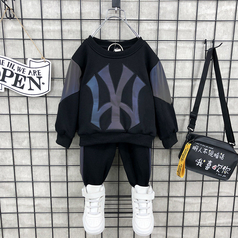 Kids Boys Winter Suit Big Boy Hip Handsome Fashion 2021 Baby Plus Plus Kids Fall Winter Sports Two-Piece Set