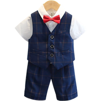 Childrens suits boys vests summer casual catwalk dresses childrens wedding short-sleeved flower girl baby suits
