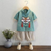 Han - suit boy 1 summer 2 thin 3 short - sleeved childrens ancient style Chinese baby summer shows dress 4 childrens Tanghai