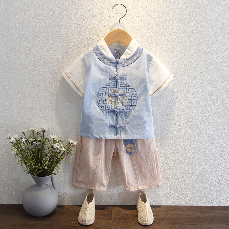 Han - clothes 3 Chinese style 4 - year - old baby cotton - linen refined ancient style cotton - clothing children's Tang dress