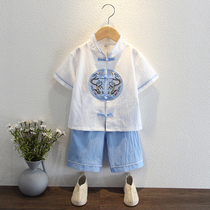 Han-clothing boy summer kindergarten Chinese style improved Chinese wind and summer clothing children baby showing short sleeve childrens Tanghai