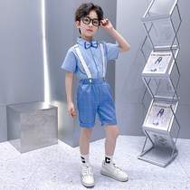 Childrens suit boys host piano dress handsome summer British wind flower boys suit