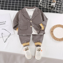 Boy suit suit 1 handsome 2 British 3 foreign style 4 grid 5 year old baby spring and autumn casual dress 6 children suit