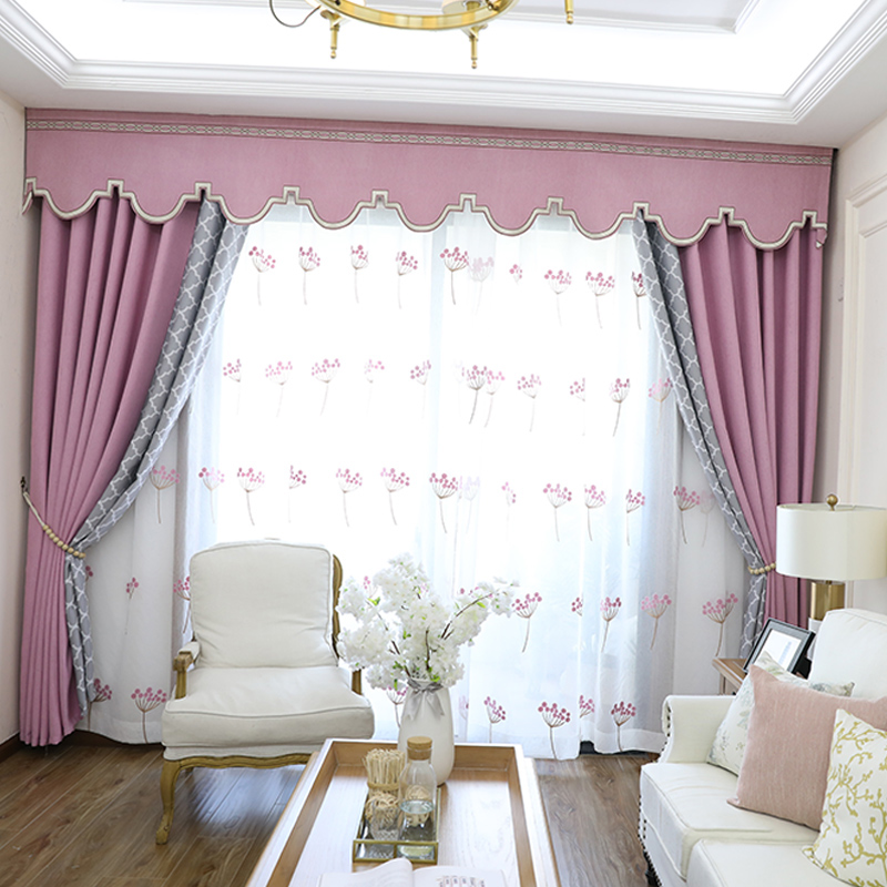 Nordic Minimalist Curtains Full Shading Modern Living Room Splicing Cotton Linen Pure Color Soundproof Net Red bedroom linen