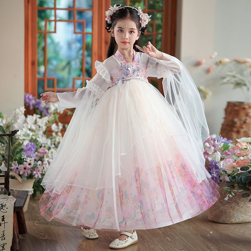 Girls' Hanfu Song Dynasty Chinese Style Princess Dress, Super Fairy Summer Outfit 2026, Ethereal Ancient Style Dress, New Model for Female Students