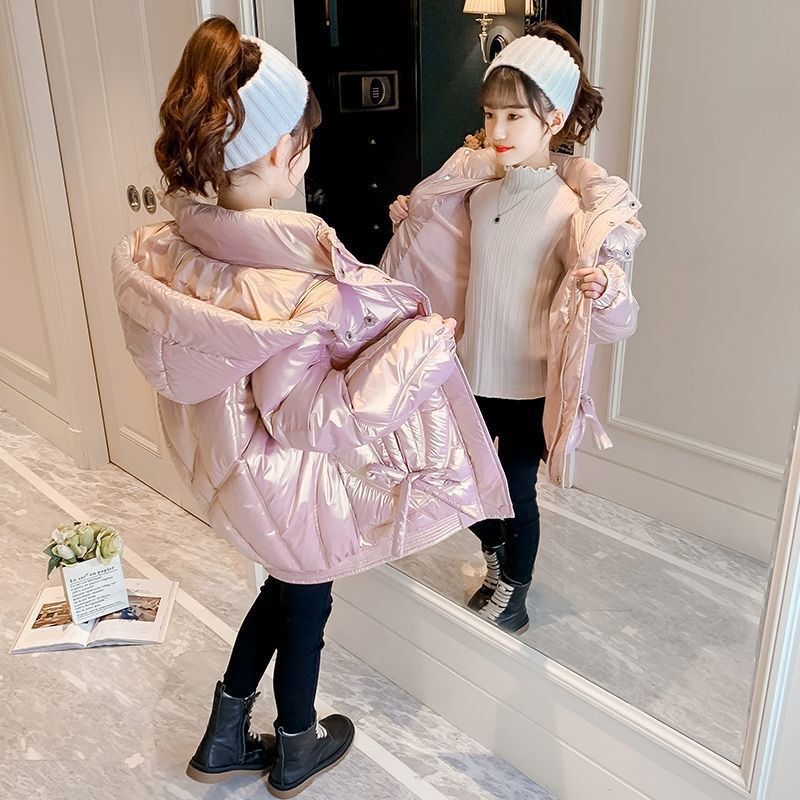 Children's down Cotton Jacket 2025 New Thickened Warm Shiny No-Wash Cotton Coat for Older Kids Stylish Winter Outerwear