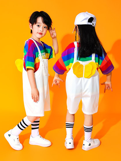 幼儿园毕业演出服六一儿童合唱表演服装夏可爱背带裤啦啦队小学生