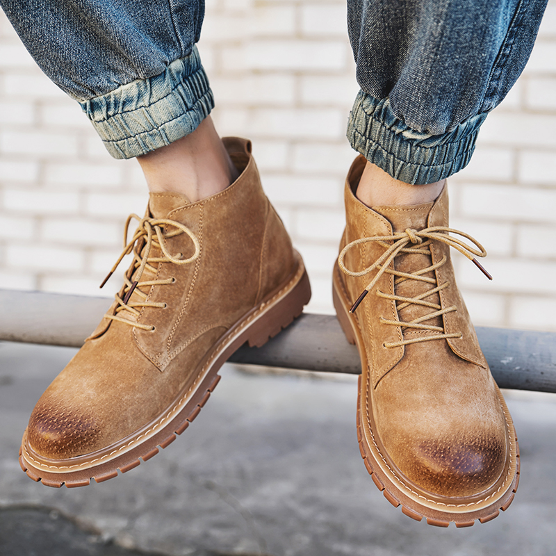 2021 Winter frosted Martin boots male Cavet net red overalls Rhubarb Boots Ultra-thermal wave men short boots genuine leather high cylinder