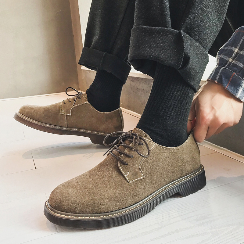 Leather low-top Martin shoes men's British style suede casual leather shoes men's summer thin section beef tendon bottom tide men's tide shoes