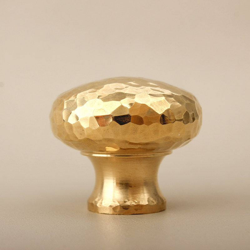 Retro brass hammer handle Nordic whole cabinet drawer wardrobe door light luxury simple Japanese furniture golden round handle