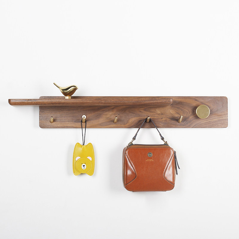 Creative Black Walnuts Cloakhand Hat Rack Xuan Key Hook Solid Wood Hung Hanger Living-room Bedroom Wall-mounted Hook Shelf