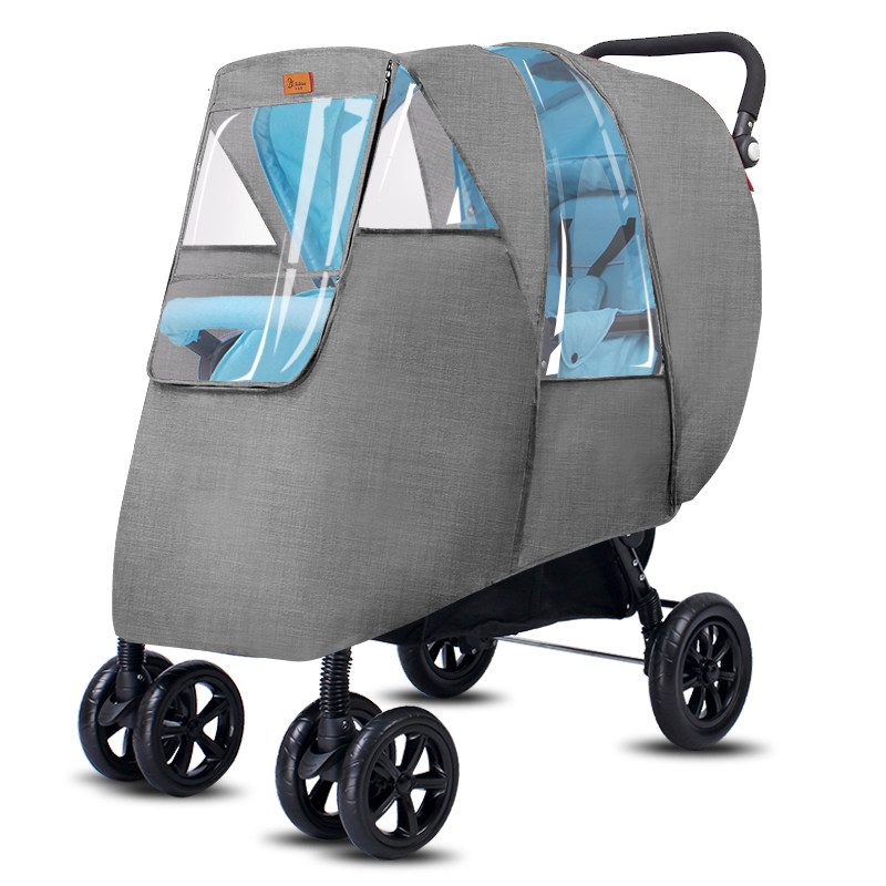 Twin stroller rain cover windshield double front and rear stroller universal rainproof warm cover stroller raincoat