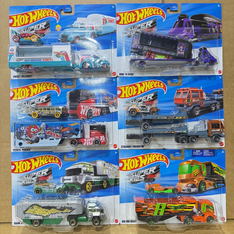 Hot Wheels Track Transporter Series Bfm60 Puka Small Sports Car Track Truck Model Boy Toy