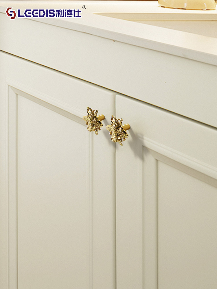 Creative and Unique French-Style Brass Cabinet Door Handles with Dragonfly, Bee, Angel Feather, and Sparrow Designs for Cabinets, Drawers, and Wardrobes