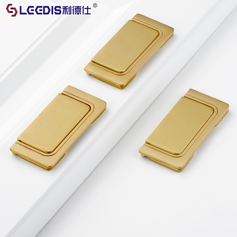 French-Style Brass Concealed Drawer Handle, Modern Minimalist Flush-Mounted Hidden Cabinet Door Handle for Wardrobes and Cabinets