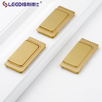 French-Style Brass Concealed Drawer Handle, Modern Minimalist Flush-Mounted Hidden Cabinet Door Handle for Wardrobes and Cabinets