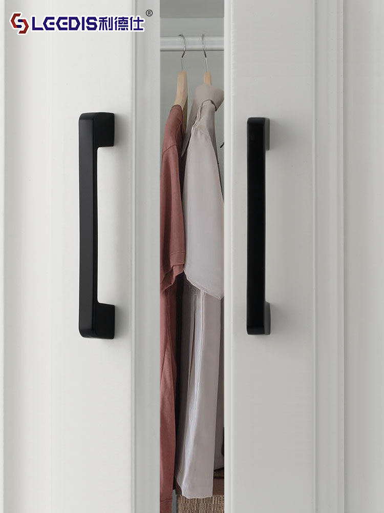 American-Style Black Wardrobe Cabinet Drawer Handle, Modern Minimalist Concealed Handle, European-Style Cabinet Door Single-Hole Small Handle