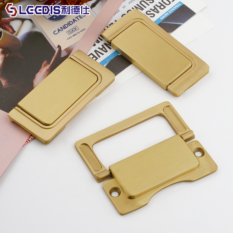 French-Style Brass Concealed Drawer Handle, Modern Minimalist Flush-Mounted Hidden Cabinet Door Handle for Wardrobes and Cabinets