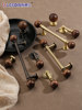 Medieval-Style Walnut Cabinet Door Handle, New Chinese-Style Antique Bronze Retro Brass Round Ball Cabinet Wardrobe Drawer Handle