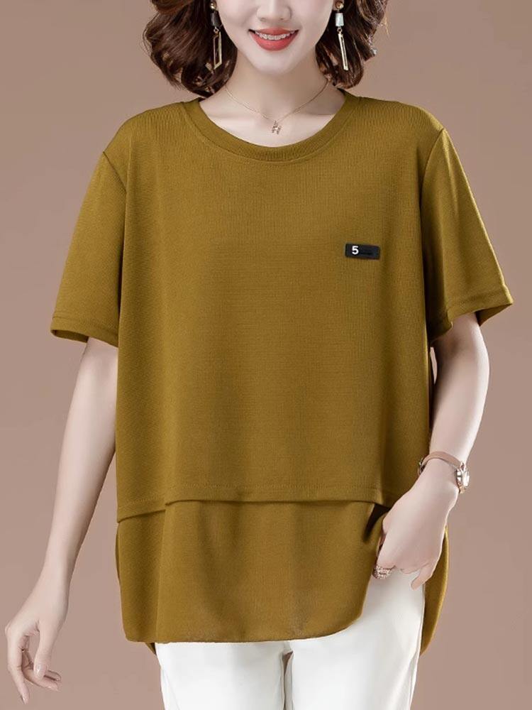 Pure Cotton Short Sleeve T-shirt Woman Loose Belly blouse Reduced Age Big Code Women Dress Summer Dress Shade 100 Lapped Compassion-Taobao