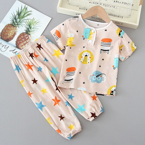 Детская летняя тонкая пижама для мальчиков, детский комплект