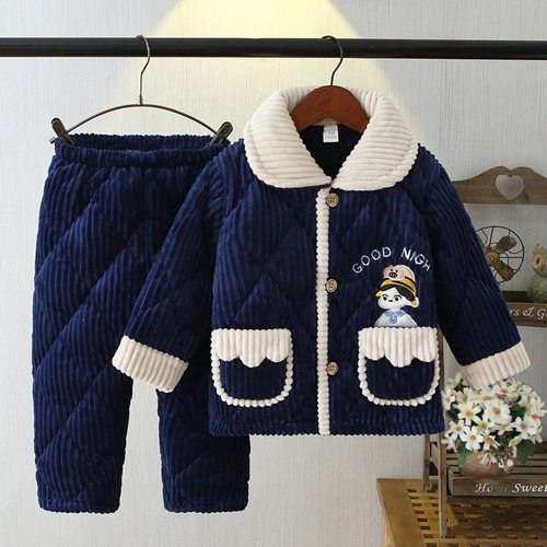 Детская коралловая бархатная демисезонная милая пижама, детский фланелевый комплект для мальчиков