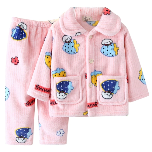 Детская фланелевая демисезонная пижама, демисезонное коралловое бархатное зимнее детское термобелье, подходит для подростков